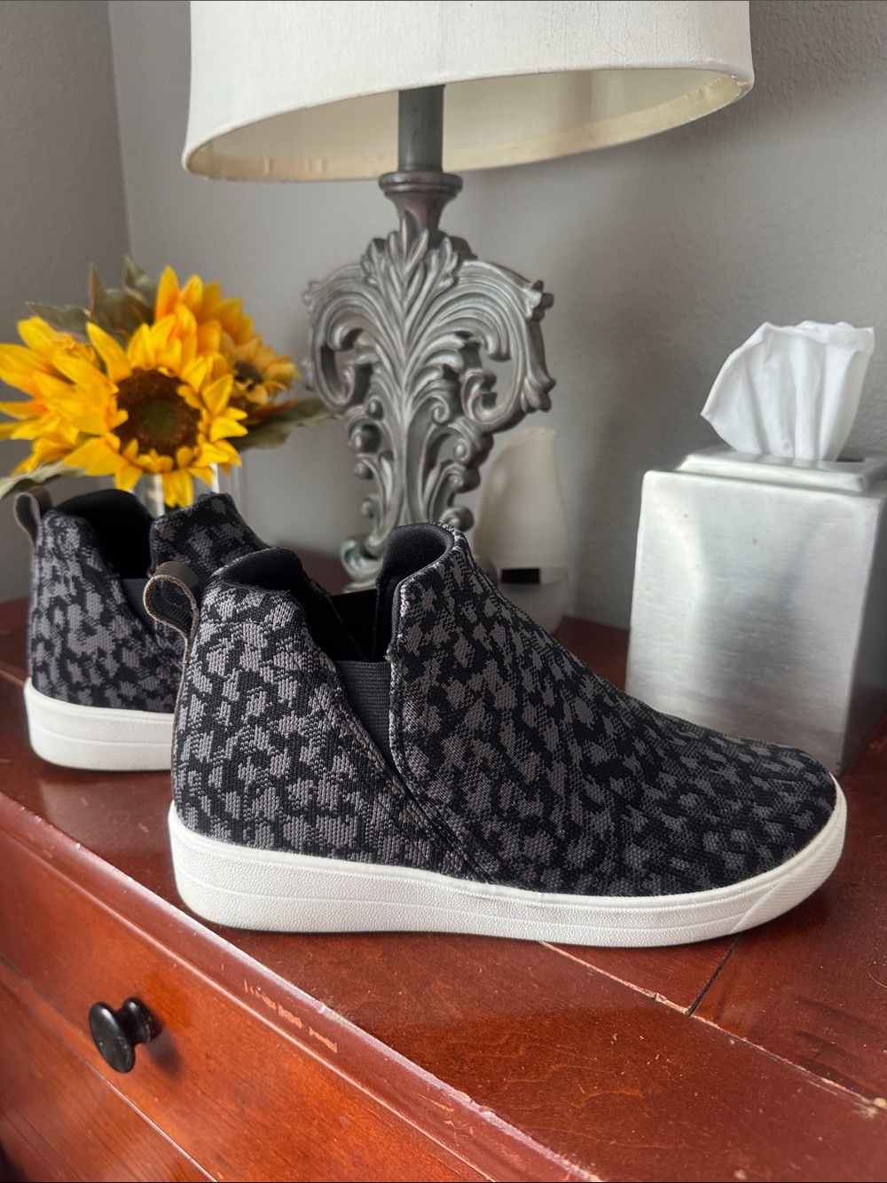 Ryka Black & Gray Patterned Slip-On Ankle Sneakers